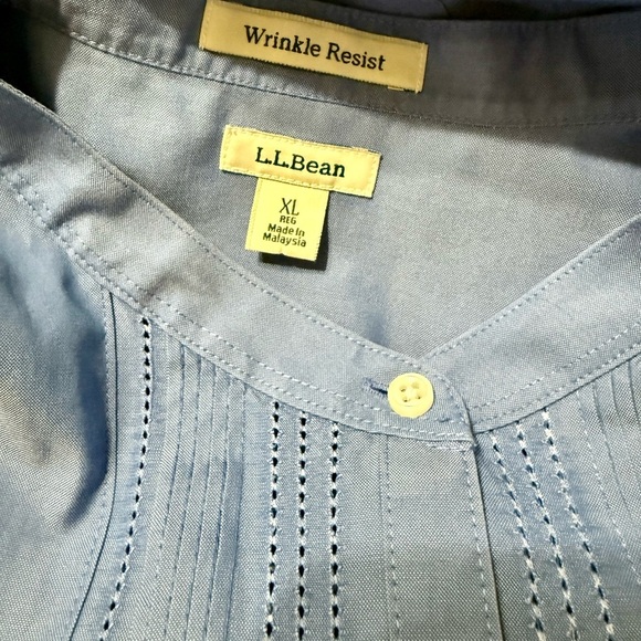 L.L. Bean Women's Blue Sleeveless Button-Down Blouse - Picture 4 of 5